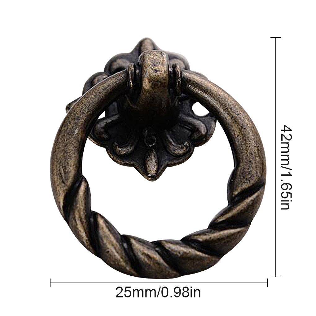 2pcs Zinc Alloy Drawer Handle Antique Twine Carved Cabinet Wardrobe Single Hole Mobile Door Handle Furniture Hardware Supplies