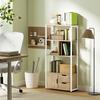 Bookcase Bookshelf with Shelves Drawers and Door 58x24x122 Cm Industrial Style White and Natural Wood