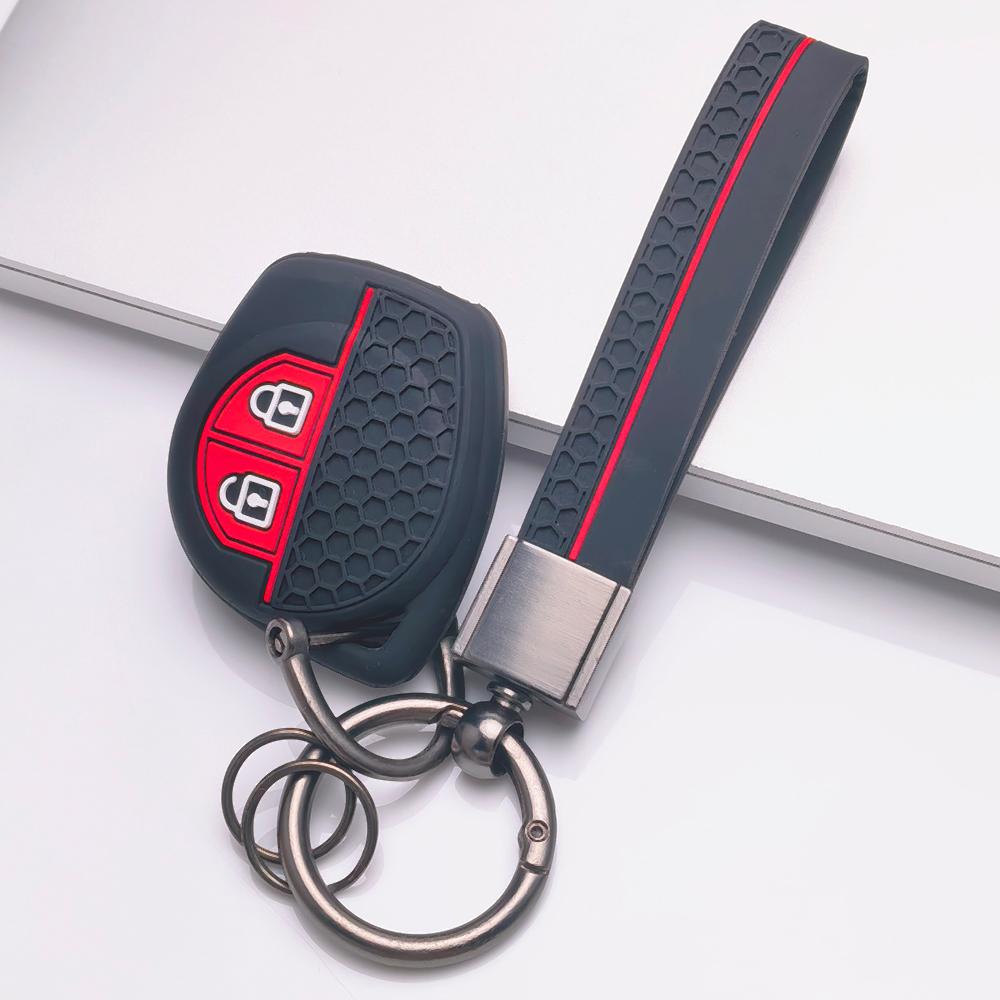 Silicone Remote Key Cover for Suzuki Swift Alto Jimny SX4 Vitara Ignis Celerio with Keychain Honeycomb Texture Wear Resistant Remote Key Protector чёрный