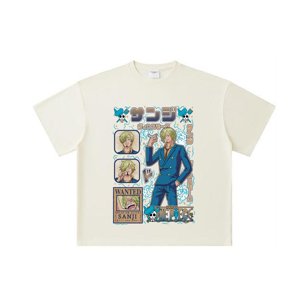 260 GSM Double Yarn 32 Count 100% Cotton One Piece V59 Sanji Print Unisex Heavy Cotton T Shirt