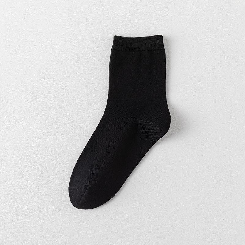 

Female Spring and Autumn Pure Cotton Pure Color All Build Absorb Sweat Deodorant Boneless Tube Socks 1 pair чорний