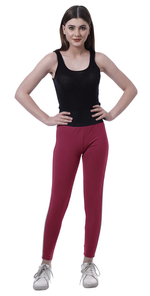 Moomaya High Waist Leggings For Women Side Strips Soft Workout Yoga Pants