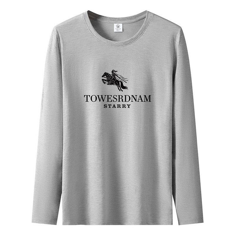 

Зимняя модная мужская футболка с длинными рукавами больших размеров из чистого хлопка с круглым вырезом S-5XL S светло-серый