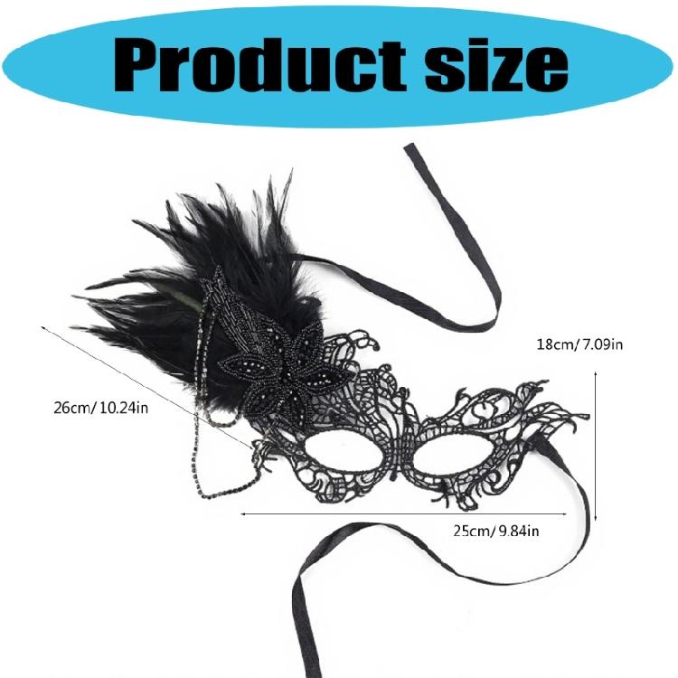 Lightweight Handmade Rhinestones Feather Mask Vintage Lace Detailing For Halloween Celebrations Theater Performances