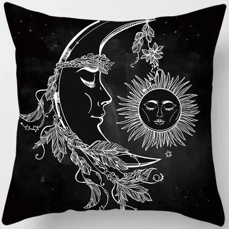 Moon Sun  Mystical Mandala Pattern Pillows Pattern Cushion Cover Suitable For Sofa Bedroom Car Pillow Cover