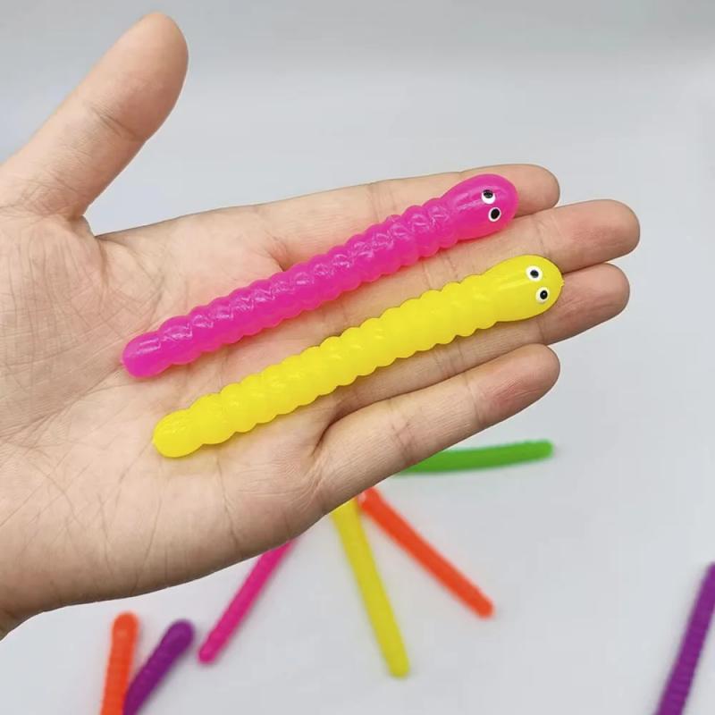 12Pcs Colorful Soft Caterpillars Kids Birthday Party Favors Fun Decompression Stretch Caterpillar Small Items Halloween Gifts