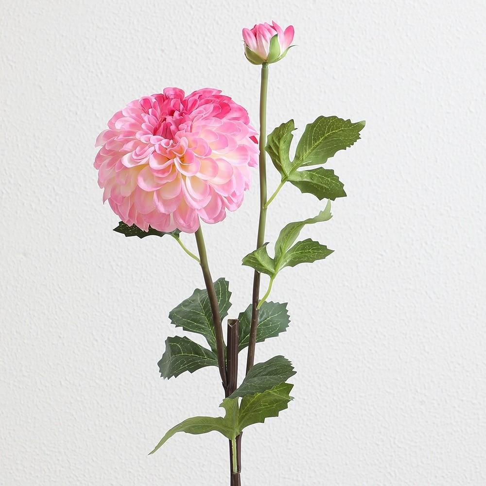 Pink Artificial Dahlia Flowers 2 Heads Artificial Faux Plants  Home Decoration