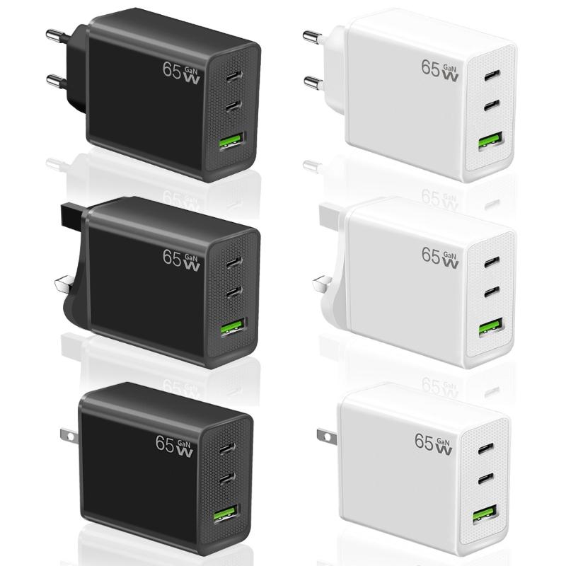 65W USB Type C Charger Block, 3-Port Fast Charging Adapter Wall Plug Charger Adapter Compatible for Phone 15 Series