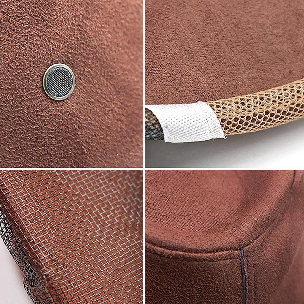 Denim Imker-Schutzhut in Braun-Rotem Wildleder