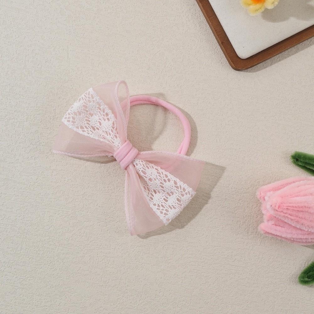 Soft Baby Nylon Headband Lace Bow Ponytail Hair Tie Bowknot Hair Bands  For Baby Girls Children