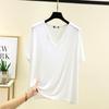Women's Solid Color V-Neck Cotton Modal Short Sleeve Loose Top