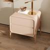 Basit modern süt çay stili masif ahşap komodin yatak odası mobilyası İtalyan ışık lüks sanat tasarım deri komodin
