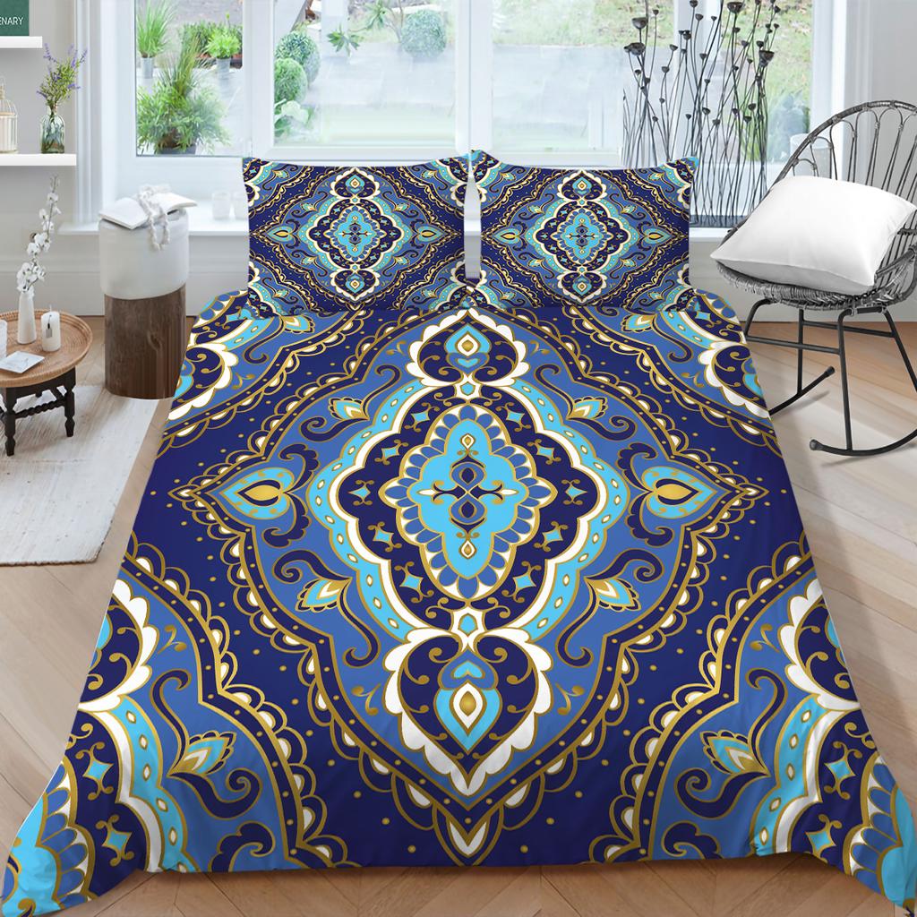 Bettwäsche mit 3D-Bohemian-Druck, Einzel- und Doppelbett, volle Größe, Kissenbezug und Bettbezug mit tropischem Muster, bequeme Heimdekoration