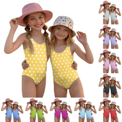 Mädchen Einteiler Badeanzug Polka Dot Print Ärmellos Lässig Badebekleidung für Sommer Strand Pool Nutzung Bequeme Passform