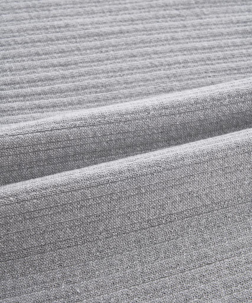 POLYGRAM Ribbed Henley Neck Short Sleeve Knit - Gray