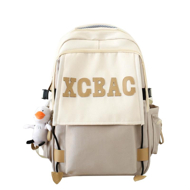 

Student Large Capacity School Bag Men Lightweight Computer Travel Backpack Letter Color Block Backpack хаки