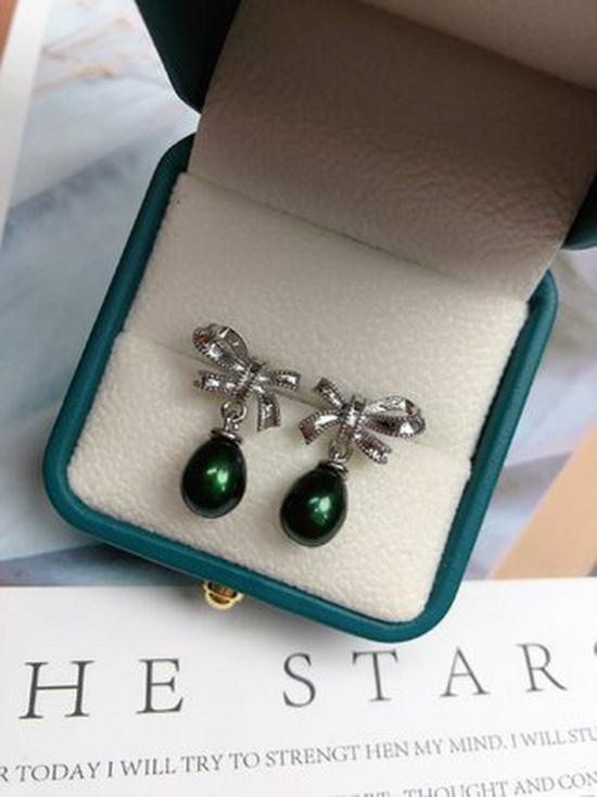 Zhuji Freshwater Pearl Bow Knot Elegant Oval Stud Earrings 7-8mm