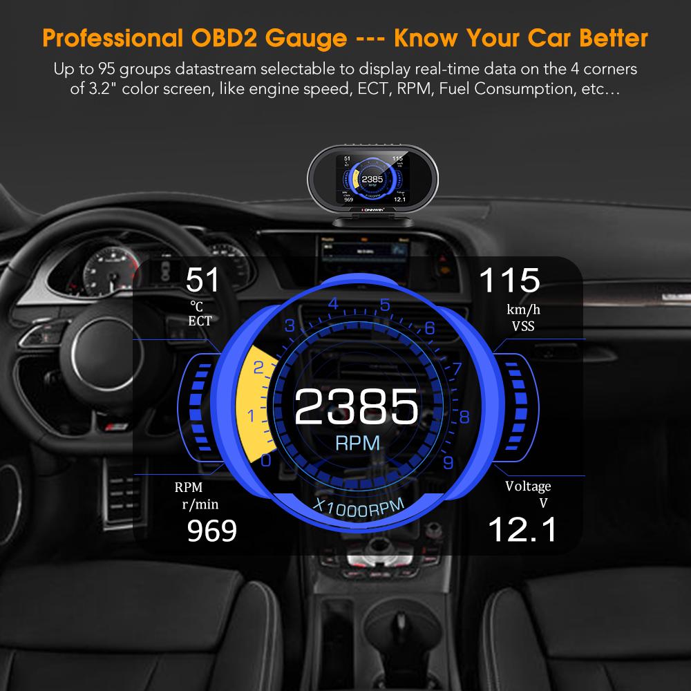 KONNWEI KW206 OBD2 Car On-Board Computer Auto Digital Computer Display OBD 2 Scanner Fuel Consumption Water Temperature Gauge