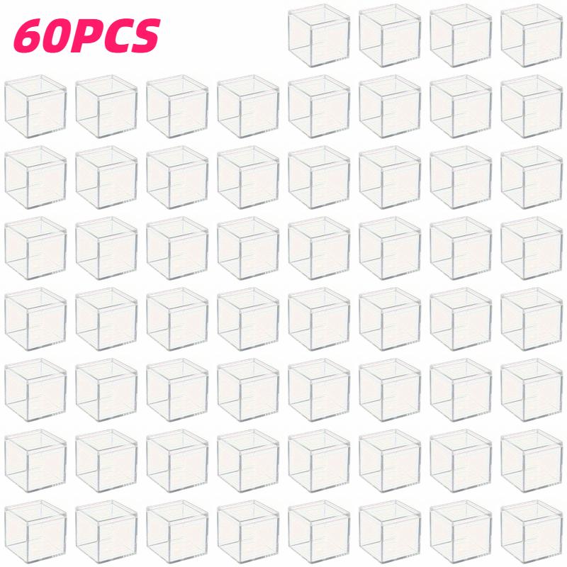 

60pcs Transparent Acrylic Boxes with Lids Small Clear Containers 4.5x4.5x4.5cm Square Display Cases Storage Earring Jewelry Bead