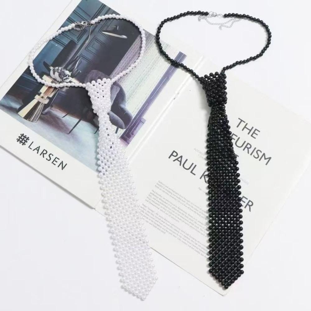 New Pearl Beaded Bow Tie for Women Trendy Uniform Shirt Necktie Fashion Decorative Clothing Accessories