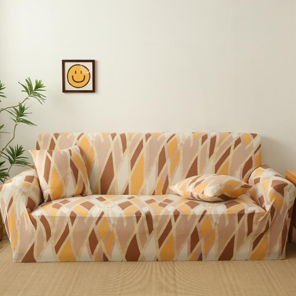 Milk Silk Sofa Cushion Printing All-inclusive Solid Color Lazy Cover Elastic Three-person Sofa Cover