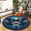 1PC Butterfly Skull Gothic Round Chair Mat Area Rug - Non-Slip, Floor Mat for Office, Bedroom, Home Decor Christmas Gift C0528060