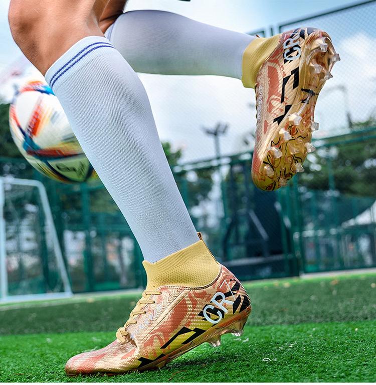 Unisex High-Top Football Shoes for Artificial Turf with Long Spikes, Suitable for Students and Adults, Ideal for Training and Matches.