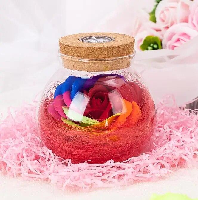 LED Romântico Rosa Flor Controle Remoto Luz Dimmer Garrafa Lâmpada Noite Luz Flor Garrafa Presente Criativo Para Menina Decoração de Casa