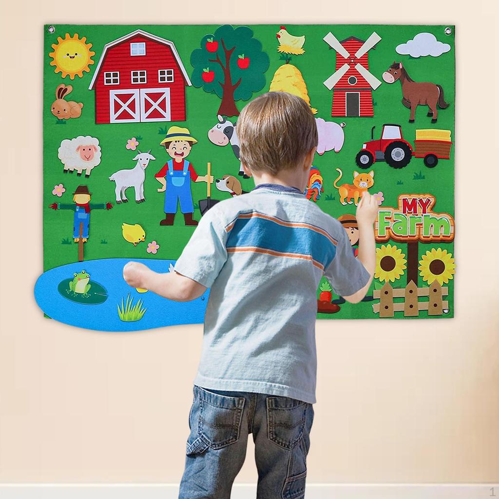 Felt Story Board Hanging Teaching Toy, Fine Motor Skill Sensory, Educational Montessori Busy