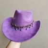New Blue Suede Hat 7.5Cm Western Cowboy Women'S Fedora Hat Men'S Church Jazz Hat Fashion Travel Party Hat Denim Hat