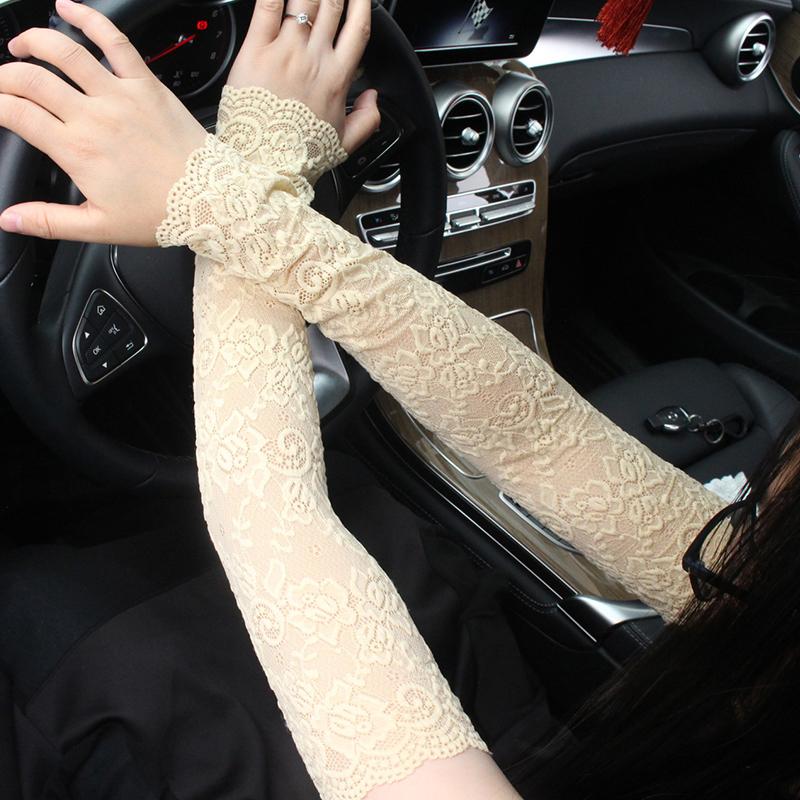 1Pair Summer Lace Long Sleeves Anti-Sunburn Arm Cover Women Breathable Hollow Hand Sleeves Driving Arm Sleeve Fingerless