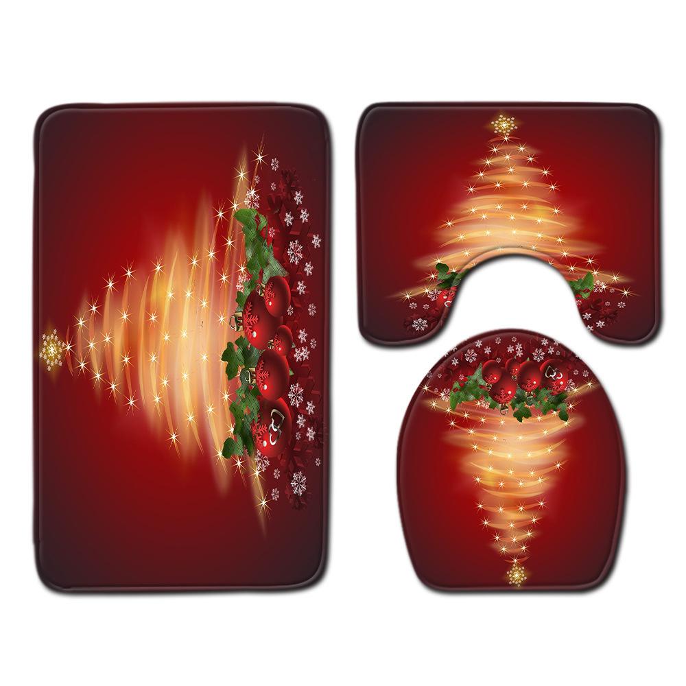 3D Toilet Floor Mat Bathroom Mat Christmas Three-Piece Foot Mat E-Commerce