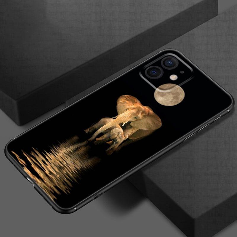 Animal Elephant Phone Case For Apple iPhone 13 12 Mini 11 Pro XS Max X XR 8 7 6S 6 Plus SE 2020 5S 5 Soft TPU Black Cover