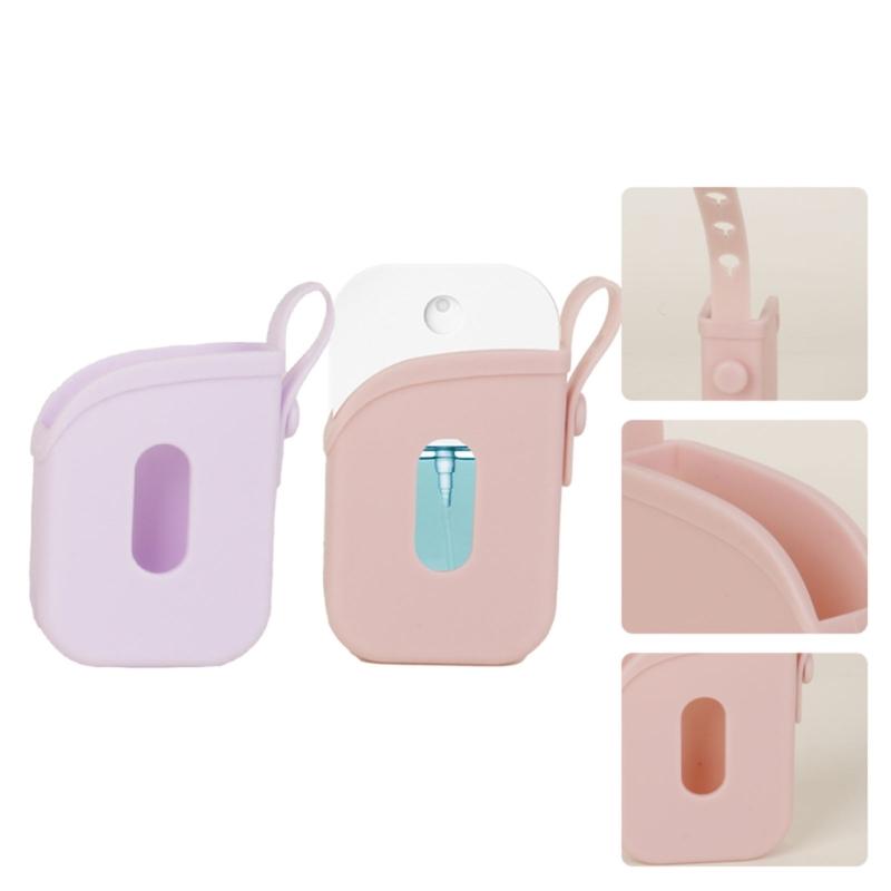 Portable Silicone Holder For Hand Sanitizer Sprays Protective Storage Case with Adjustable Lanyard for Backpack Handbag