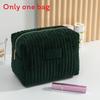 Velvet Makeup Bag With Striped Quilted Design For Women Portable Organizer