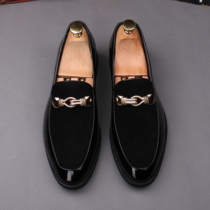 Luxury Men Suede Patchwork Metal Buckle Casual Shoes Male Lace Up Flats Brogues Homecoming Wedding Dress Prom Zapatillas Hombre