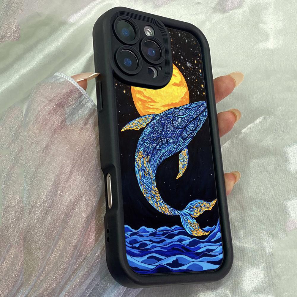 JT480 Smart Whales for iPhone 17 16 15 14 13 Pro Max Samsung S26 S25 Ultra A17 A07 A56 A16 A15 A14 A13 A06 A25 Xiaomi 15T Redmi 15c 14C Soft Case