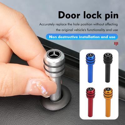 4pcs Car Universal Auto Door Lock Knob Pull Pins Hat Pad For Benz CLK GLC W212 C200 C300 W203 W204 W205 W169 W176 GLC