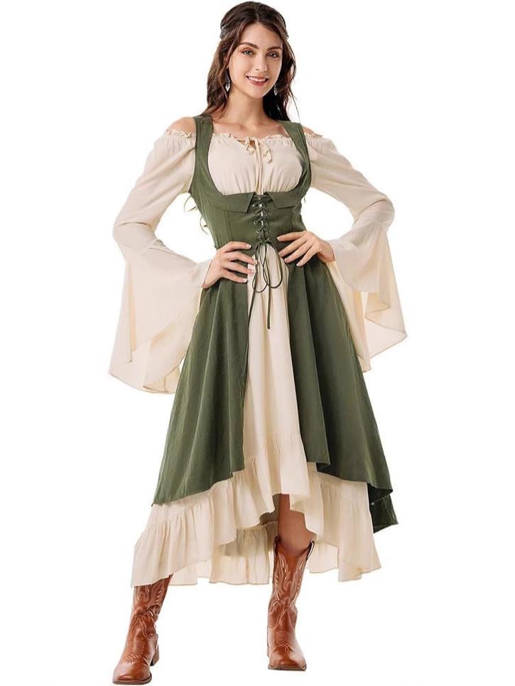Renaissance Piraten Damenkleid mit Patchwork im Vintage-Stil für Kunstfestivals