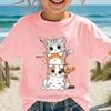 Summer Cat Print Children T-shirts Girls Boys Funny Cute Casual Tops for Teenager Colorful O-Neck Short Sleeve Kids T-shirts