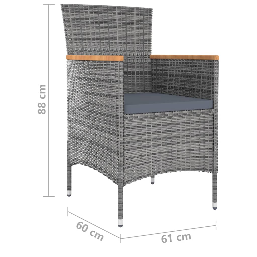 vidaXL 9 piece Garden Dining Set with Cushions Gray