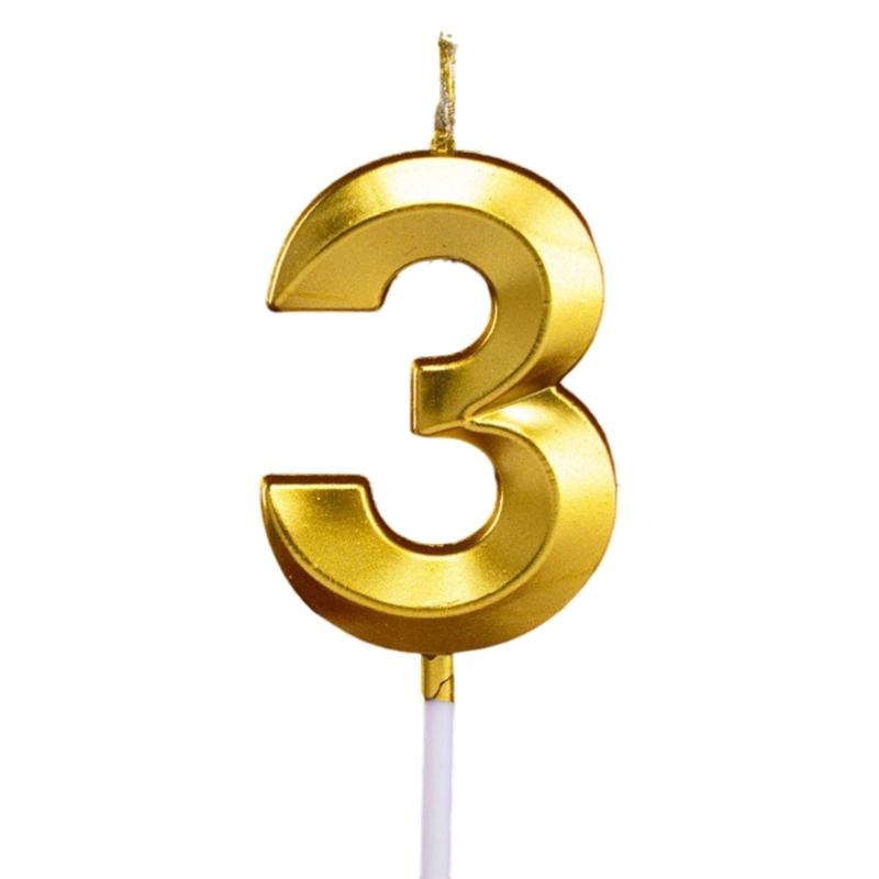 Gold Color Birthday Cake Candle Smokeless Not Toxic Wax Decorative Number Digits 0 to 9 For Celebration