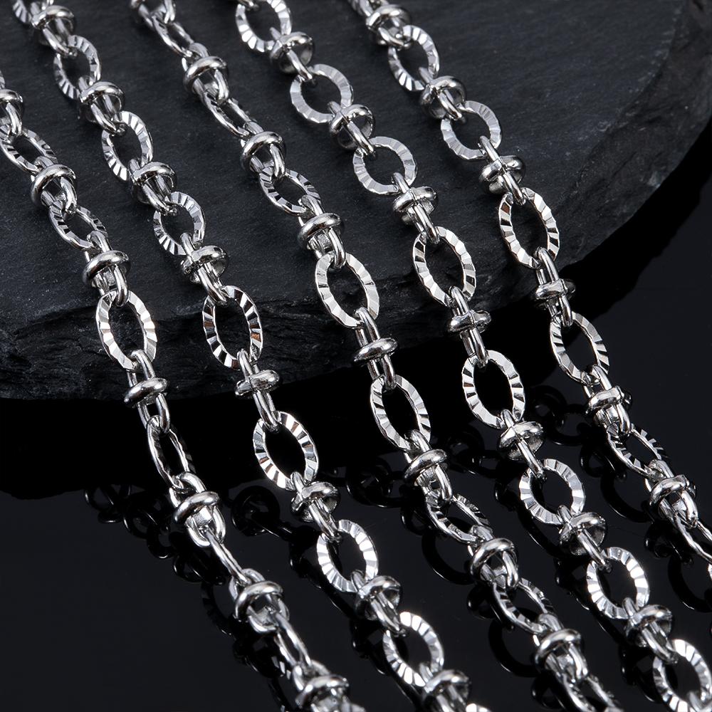 2M Stainless Steel Embossed Radial Grain Link Chain Metal Beads Steel Color Chains Jewelry Making DIY Bracelet Necklace Material