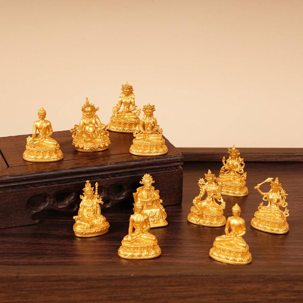 Miniature Golden Buddha Statue Palm Size Small Portable Buddhist Figurine Sitting Buddha Statue Feng Shui Religious Decor