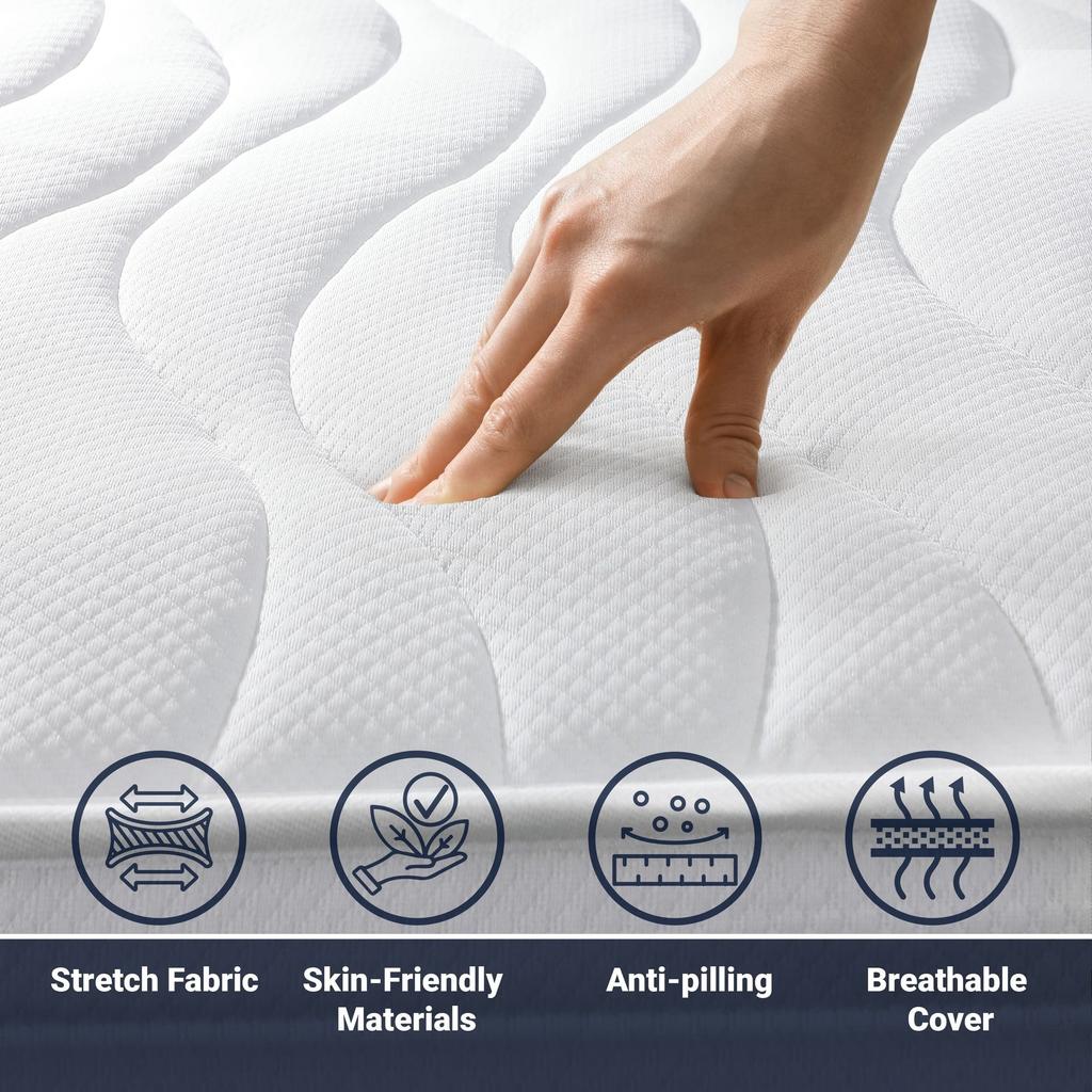 The White Stone Antibacterial Foam Mattress | Height 20 Cm | Hypoallergenic 3D Air Cover