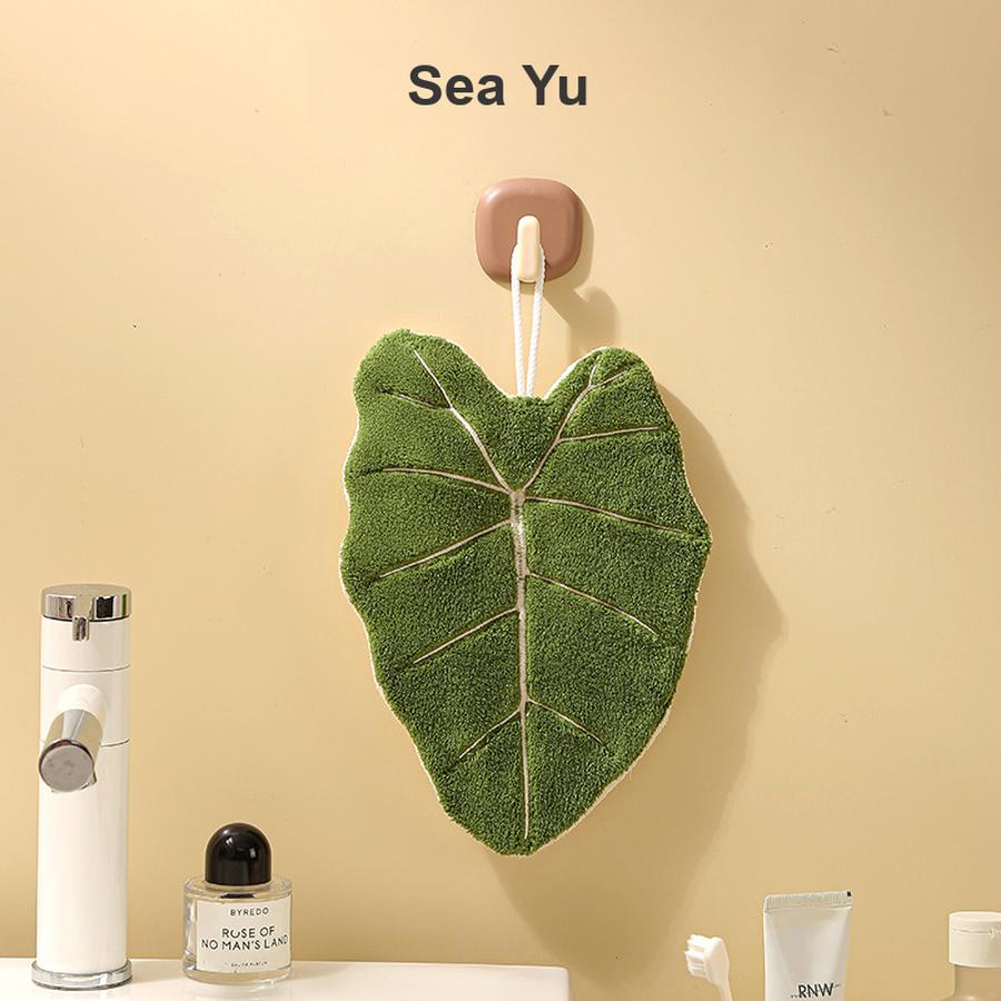 New Leaf Shaped Terry Cloth Coral Fleece Thick Absorbent Cleaning Cloths for Kitchen, Bathroom Hand Towels 28*20cm #1 зелёный