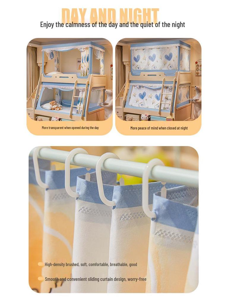 Children's Bunk Bed Mosquito Net with Anti-Fall Protection and Integrated Bracket