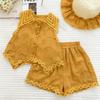 Girls Summer Lace Camisole And Shorts Set Stylish Toddler Baby Two Piece Outfit Fashionable Casual Vacation Clothes