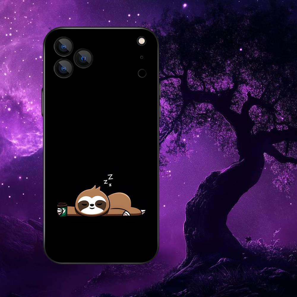 

Animal Cute Sloth Phone Case For iPhone 17,16,15,14,13,12,Pro,Max,Plus,E,SE4,Air,Mini Black Soft Box iPhone12
