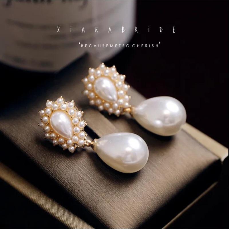 JMXD Vintage French Teardrop Baroque Pearl Earrings Irregular Palace Style Bridal Dangle Wedding Jewelry Elegant Statement Fashion
